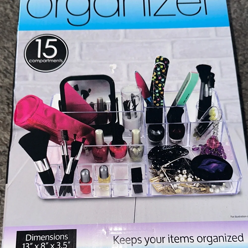 NEW Transparent Cosmetic Makeup Organizer with 15 Compartments